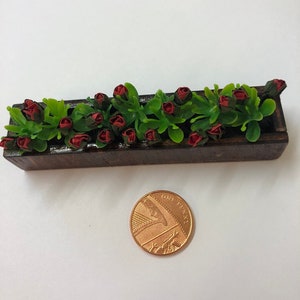 1/12th scale Wooden window box with flowers