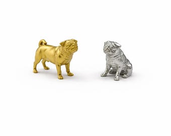 Sitting Pug Miniature, Tiny Animal Figurine, Dollhouse Decor, Diorama Accessory, Dog, Pose, Sitting Pug, Standing Pug, Dog Collectible
