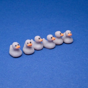 Grey Resin Duck Figurines: Miniature Animal Collectibles, Set of 6
