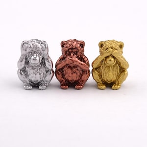 Three Wise Monkeys Statues Miniature, Dollhouse Decor, Diorama Accessory, Collectible Display, See Hear Speak No Evil Decor