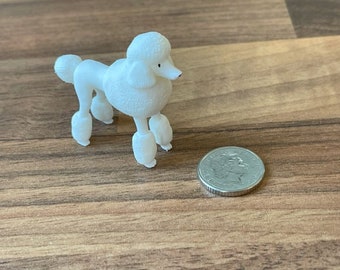 Large White Poodle Miniature, Tiny Animal Figurine, Dollhouse Decor, Diorama Accessory, Elegant, French Poodle, Dog, Dog Lover Gift