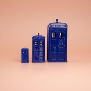Miniature English police boxes, cute decor, tiny dollhouse accessories, collectible mini police box figurines.