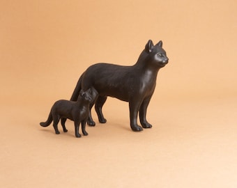 Resin Black Cat Sculpture: Miniature Feline Ornament, Cat Lover Gift