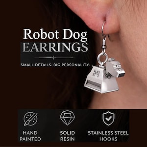 Robot Dog Earrings, Statement Earrings, Handmade Jewellery, Alternative Gift, SCI FI Earrings, Geek Jewellery, K9 Earrings, Dr Who