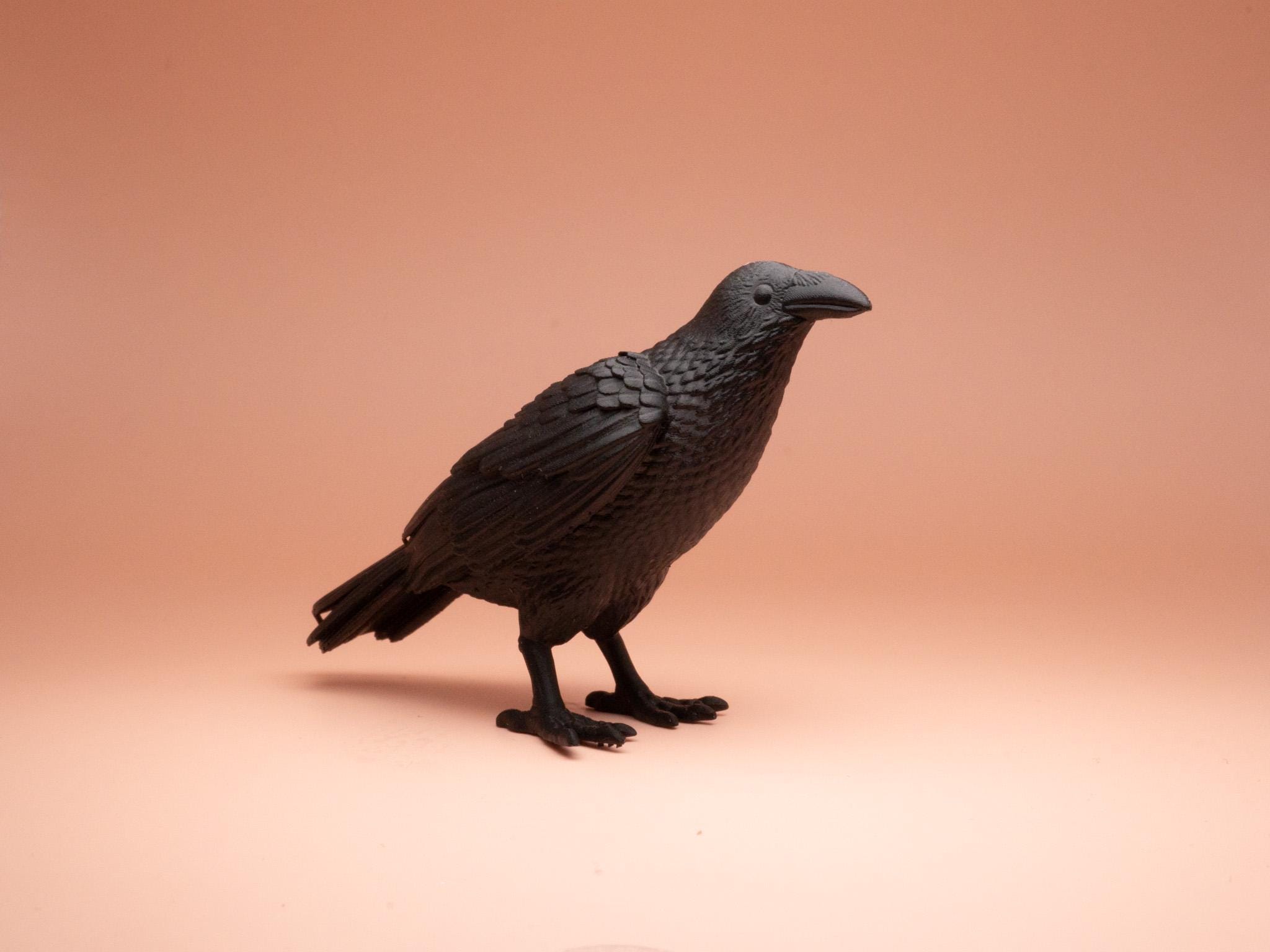 Raven Miniature, Tiny Animal Figurine, Dollhouse Decor, Diorama