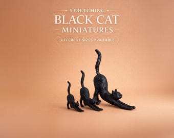 Stretching Cat Miniature, Tiny Animal Figurine, Dollhouse Decor, Diorama Accessory, Cat Charm, Cat Miniature Stretc, Cat Lover Decor