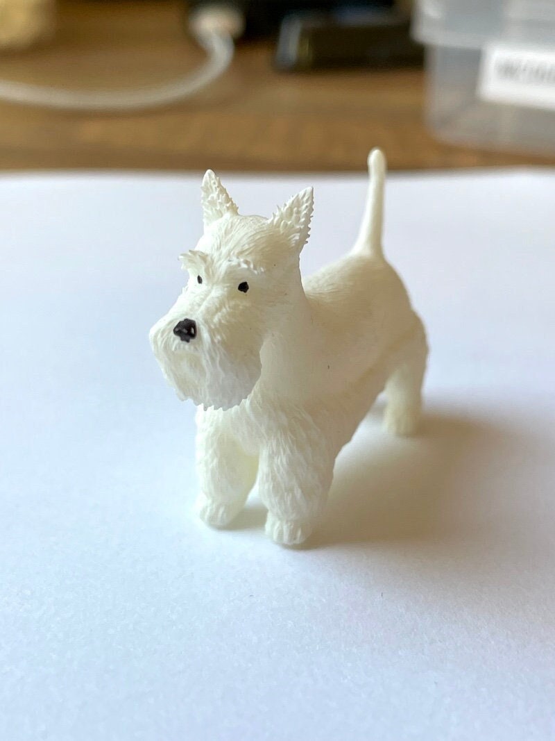 Cute Miniature Scottie Dog Figurine | Tiny Collectible Dog Statue | Dollhouse Pet Decor | Adorable Scottish Terrier Gift
