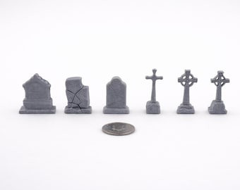 Tombstones Miniature, Gothic Decor, Halloween Decor, Diorama Prop, Weathered, Old Tombstone, Grave Yard, Aged Cemetery Decor