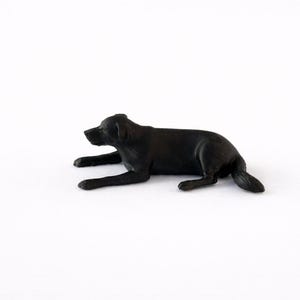 Black Labrador Miniature, Tiny Animal Figurine, Dollhouse Decor, Diorama Accessory, Labrador Laying, Dog, Pet Dog, Miniature Dog
