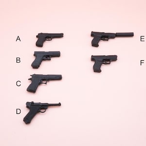 Miniature Hand Gun Set – 1:12th Decor, Diorama Accessory, Collectible Display, Modern hand Guns, Tiny Gun Prop, Dollhouse Weapon
