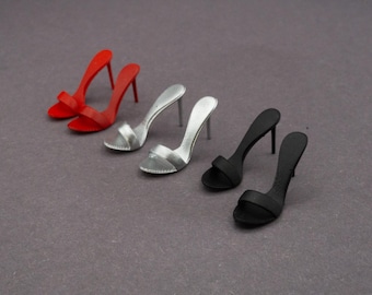 1:12th Scale High Heel Shoes Miniature, Dollhouse Decor, Diorama Accessory, Stiletto Sandals, Dollhouse Fashion, Tiny Shoe
