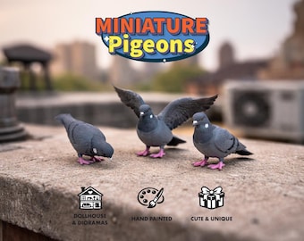 Pigeon Miniature, Tiny Animal Figurine, Dollhouse Decor, Diorama Accessory, Handcrafted Mini, Tiny Animal Statue, Nature Inspired