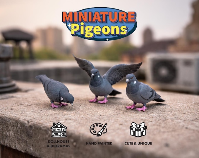 Pigeon Miniature, Tiny Animal Figurine, Dollhouse Decor, Diorama Accessory, Handcrafted Mini, Tiny Animal Statue, Nature Inspired