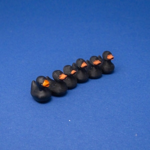 Resin Black Duck Figurines: Miniature Animal Collectibles - Set of 6