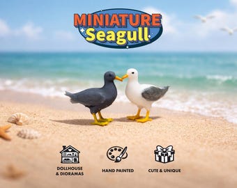 Seagull Miniature, Tiny Animal Figurine, Dollhouse Decor, Diorama Accessory, Bird, Sea Gull, Sea Side, Tiny Coastal Decor