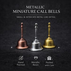 Bell Miniature, Dollhouse Decor, Diorama Accessory, Collectible Display, Dolls House, Church, Hand Bell, Tiny Bell, Tiny Hand Bell