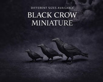 Crow Raven Miniature, Gothic Decor, Halloween Decor, Diorama Prop