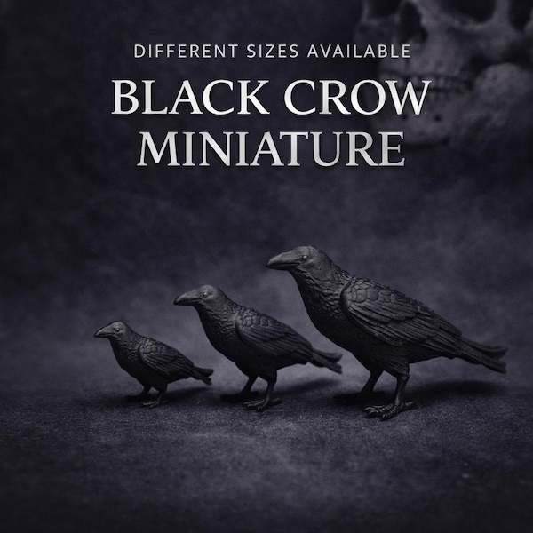 Crow Raven Miniature, Gothic Decor, Halloween Decor, Diorama Prop, Bird, Garden, Wild Bird, Small Resin Bird, Small Crow Figurine