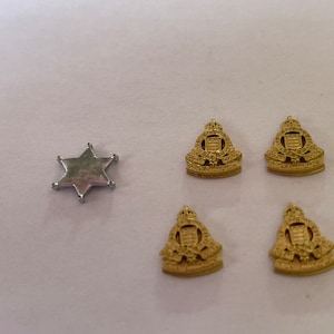Miniature Army and Sheriff Badges for Dolls | Tiny Dollhouse Accessories | Collectible Uniform Accessories | Action Figurines