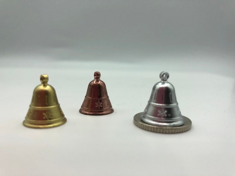 TINY Bells-10 Gold Painted Iron and Brass Tinkling Tiny Cow Bells