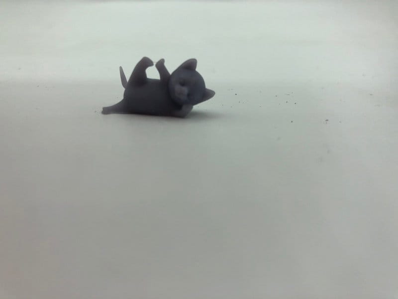 Resin Miniature Cat Figurine: Hand Painted Silver Grey Decor