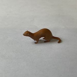 Miniature Ferret Figurine: Hand-Painted Resin Dollhouse Pet