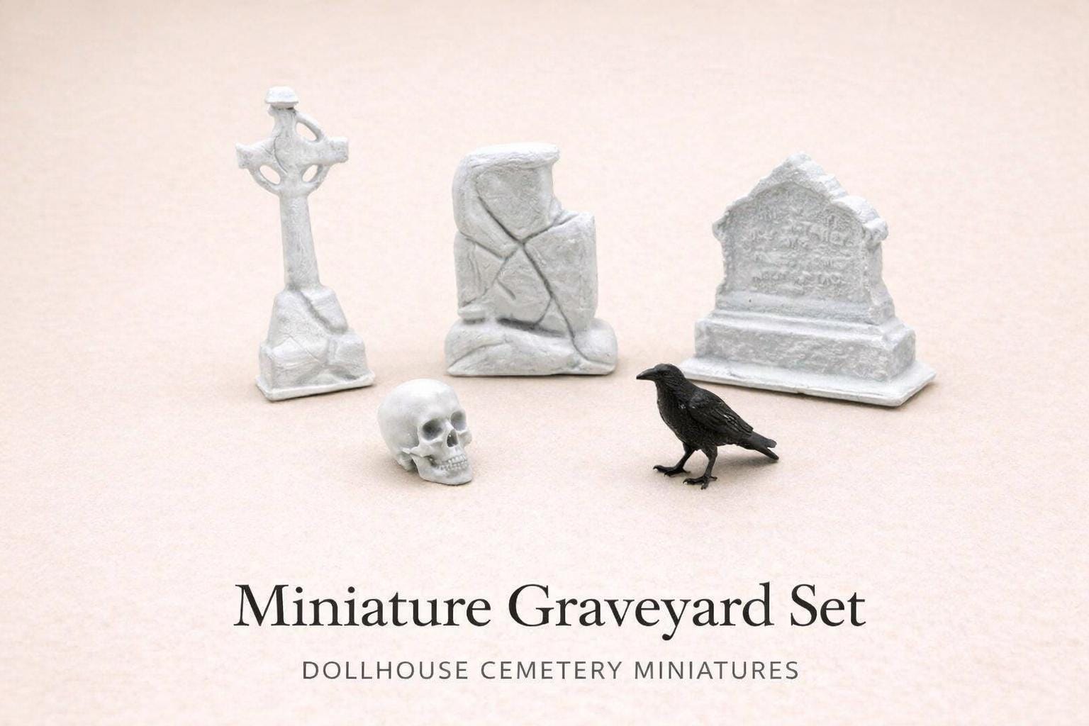 Mini Graveyard Diorama Kit – Dollhouse Cemetery Set With Tombstones ...