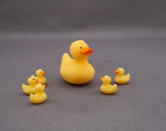 Duck Family Miniature, Tiny Animal Figurine, Dollhouse Decor, Diorama Accessory, Duck Family Figurine, Resin Animal Decor, Shelf
