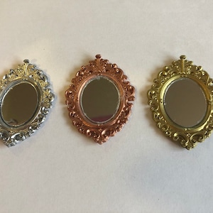 Fancy oval mirrors for a 1:12 scale Dolls House, Miniature mirror