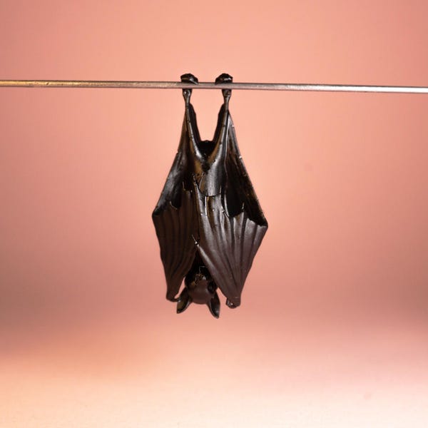 Hanging Bat Miniature, Gothic Decor, Halloween Decor, Diorama Prop, Gothic Dollhouse Decor, Spooky Display, Fairy Garden Decor