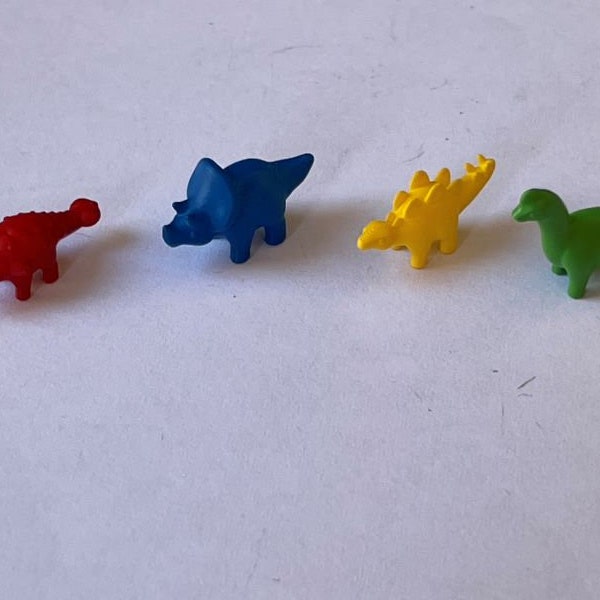 Miniature set of toy dinosaurs