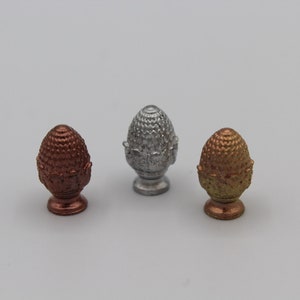 Tiny pinecone finial ornament, woodland gift, nature-inspired figurine, dollhouse accessories, small collectible statue, rustic art piece