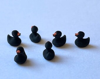 Set of 6 teeny tiny baby black ducks