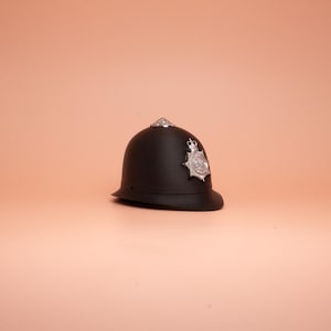 Miniature British police helmet ornament, Ken Doll accessory, small collectible helmet, Bobby helmet, gift idea