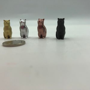 Miniature Posing Sitting Cat Figurine | Tiny Cat Collectible | Adorable Animal Decor | Small Gift for Cat Lovers and Display Decor