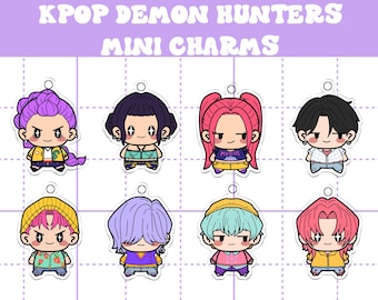 Kpop Demon Hunters Phone Charms, keychains, kpop gift, cute gift, mira, rumi, zoey, jinu, romance, baby saja, abby saja, huntrix, saja boys