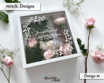 Brautstrauß aufbewahren im Bilderrahmen | Hochzeit Rahmen, Personalisierte Geschenkidee, Brautpaar Geschenk, verschiedene Farben & Designs