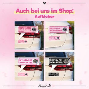 Imán para coche con forma de hámster triste "Por favor, ten paciencia" - Letrero para conductores noveles, divertido | Regalo para mejor amigo, idea para regalar al carnet de conducir, rosa imagen 5