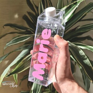 Personalisierte Wasserflasche | Milchkarton Flasche mit Name, Trinkflasche personalisiert Kinder, Personalisierte Geschenke, Geschenkideen