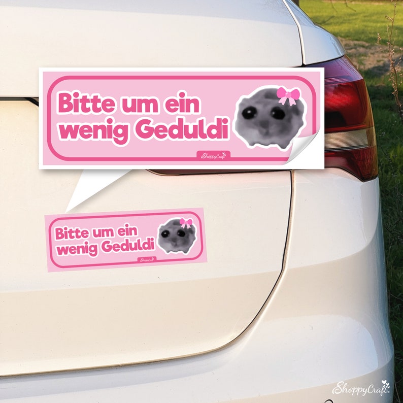 Sad Hamster Auto Aufkleber Lustiger Sticker für Fahrer, Beste Freundin Geschenk, Führerschein Geschenkidee, wasserfest, UV-beständig, pink Bild 1