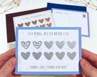 Scratch-off card "Ten things I love about you" | Partner gift for him & her – Ideal for anniversaries, Valentine's Day or birthdays