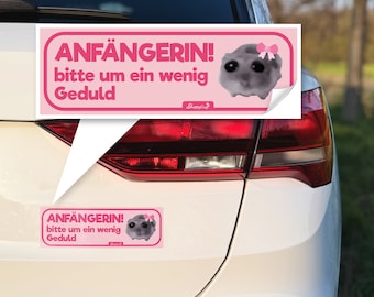 Sad Hamster Auto Aufkleber | Fahranfänger Sticker lustig, Beste Freundin Geschenk, Führerschein Geschenkidee, wasserfest, UV-beständig, pink