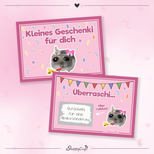 Sad Hamster Rubbelkarte - Gutschein Karte zum Rubbeln | Lustiges Geschenk zum Geburtstag, Geschenkkarte beste Freundin, Sie & Ihn, Kinder
