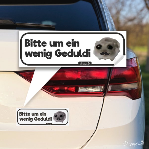 Sad Hamster Auto Aufkleber - mit Schnurrbart | Lustiger Sticker für Fahrer, Geschenk, Führerschein Geschenkidee, wasserfest, schwarz-weiß