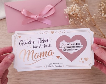 Personalized voucher for Mom – scratch-off card as a gift for Mother's Day & birthday | Lucky ticket for the best mom
