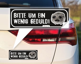 Sad Hamster Car Sticker - with mustache | Funny sticker for drivers, gift, driver's license gift idea, waterproof, black and white