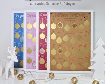 DIY Adventskalender zum Rubbeln - mit Rahmen | A4 Rubbel Weihnachtskalender für Paare, Mama & Papa, Lieblingsmensch Geschenk für Sie und Ihn