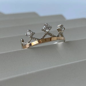 925 Sterling Silver Ring, Gold Crown Ring, CZ Summer Jewelry, Princess, Queen, Royalty Ring Birthday Gift for Women Queen Ring,Her ring