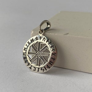 Vegvisir Viking runes pendant Sterling silver 925 Oringo norse mythology jewelry Helm of Awe Runic Compass Signpost Viking Amulet