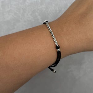 Silver unisex bracelet, christmas gifts, Mens Jewelry with Screw ClaspMinimalist Friendship Bracelet, Black Bracelet For Men Rope Chain